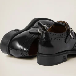 Black Church's X Miu Miu Brushed Leather Double Monk Brogue Shoes | Miu Miu