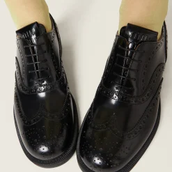 Black Church's X Miu Miu Brushed Leather Oxford Brogue Shoes | Miu Miu
