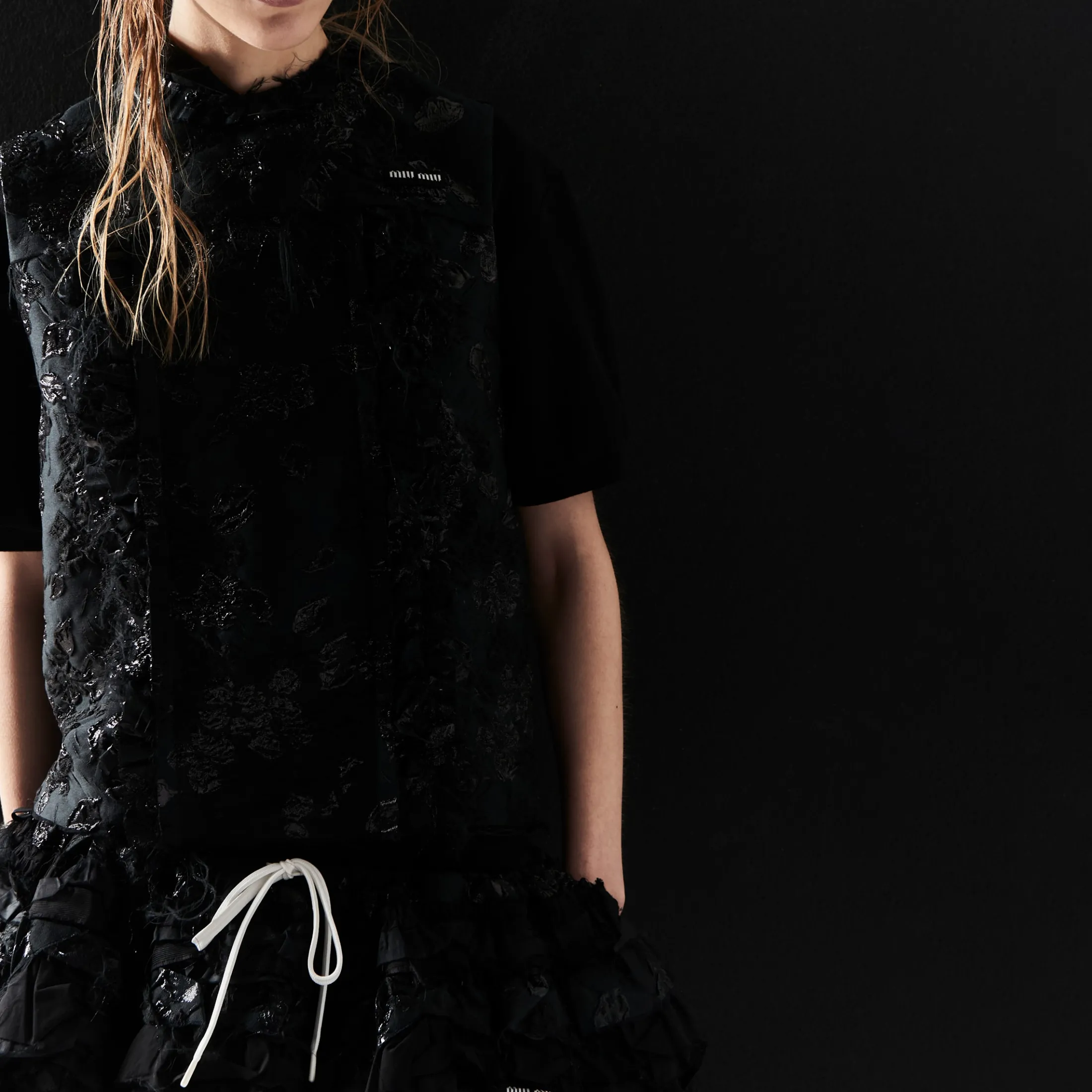 Black Cloquet Miniskirt | Miu Miu