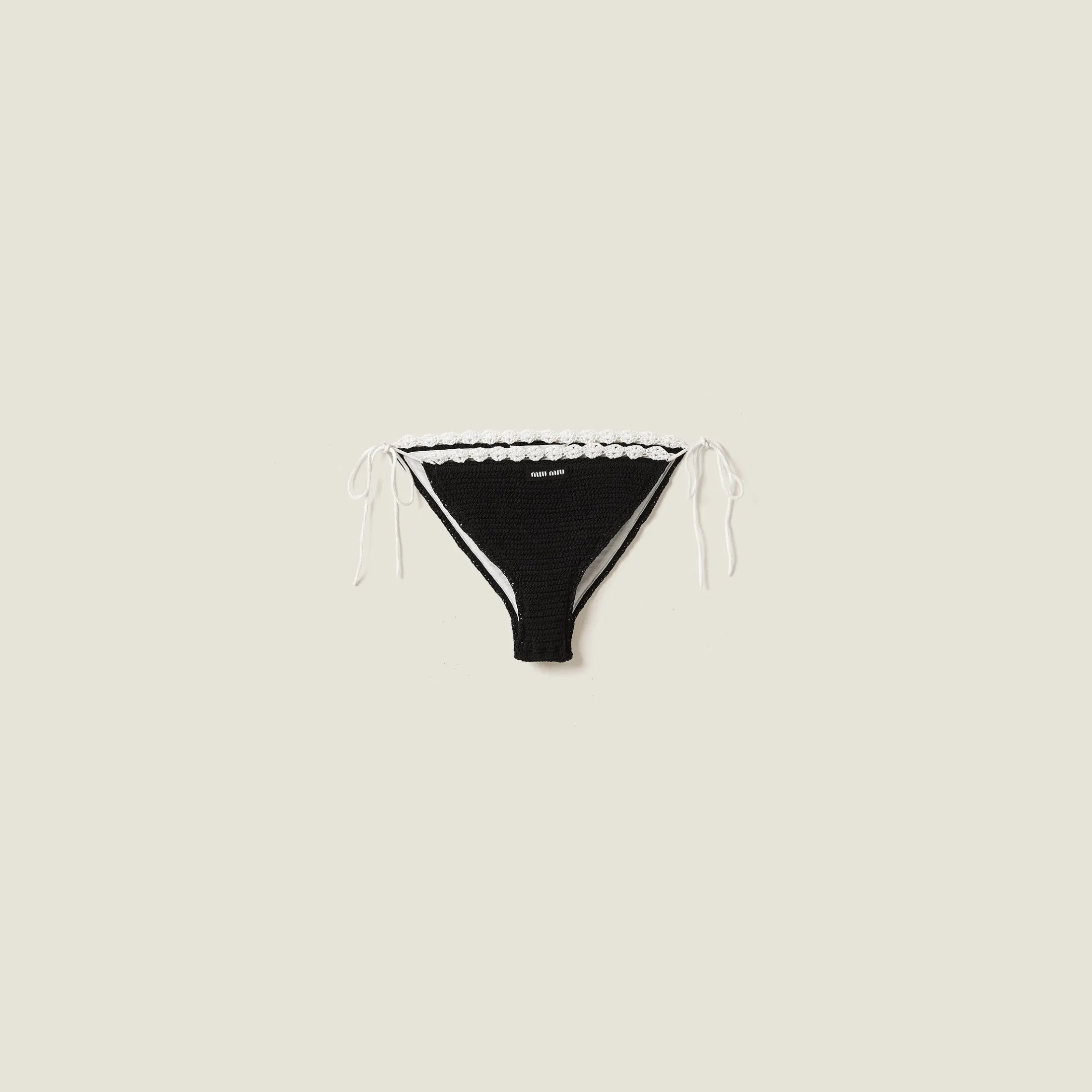 Black Cotton Bikini Panties With Logo | Miu Miu