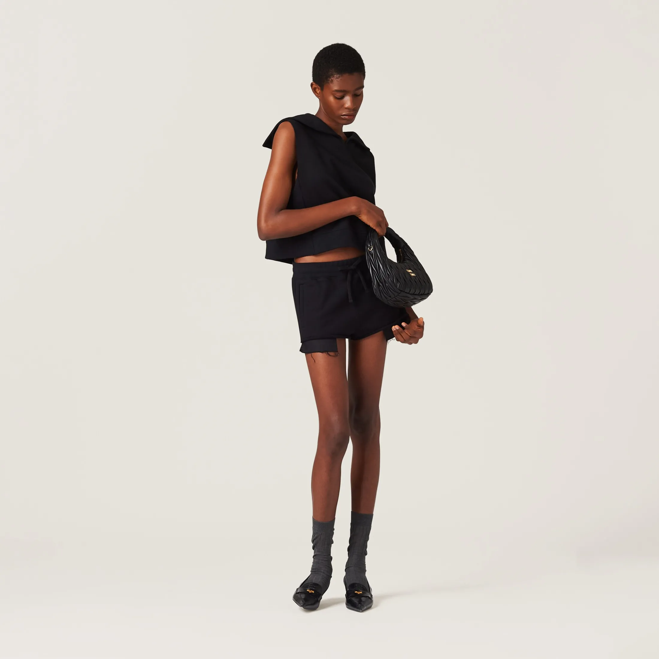 Black Cotton Fleece Sweatshirt | Miu Miu