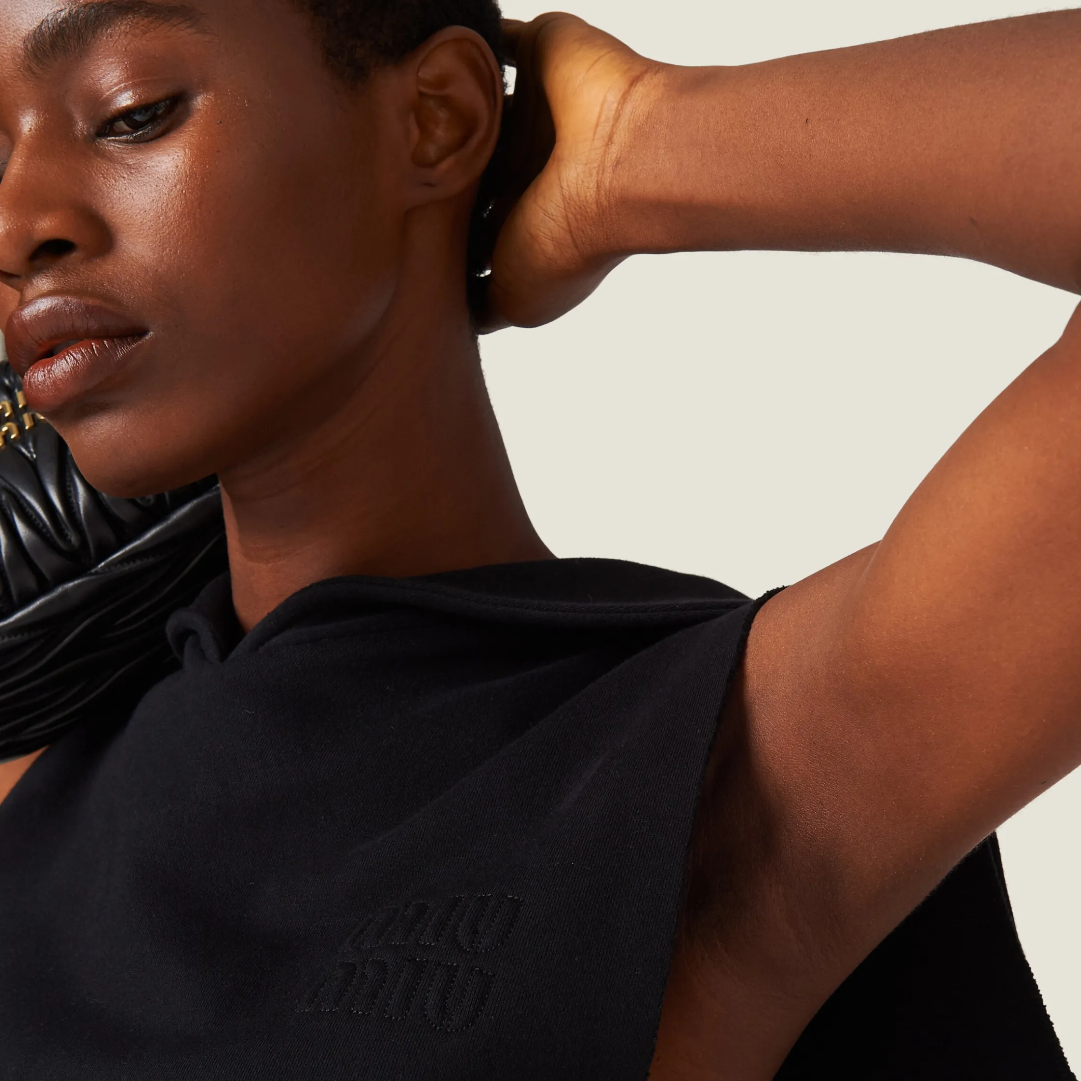 Black Cotton Fleece Sweatshirt | Miu Miu