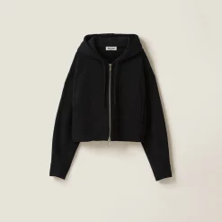 Black Cotton Hoodie | Miu Miu