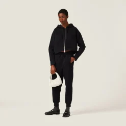 Black Cotton Hoodie | Miu Miu