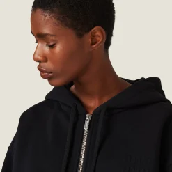 Black Cotton Hoodie | Miu Miu
