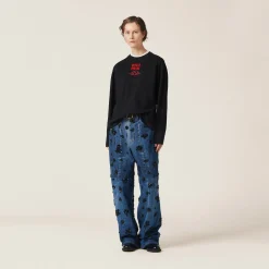 Black Cotton Jersey T-shirt | Miu Miu