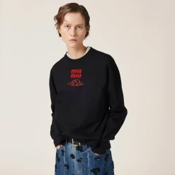 Black Cotton Jersey T-shirt | Miu Miu
