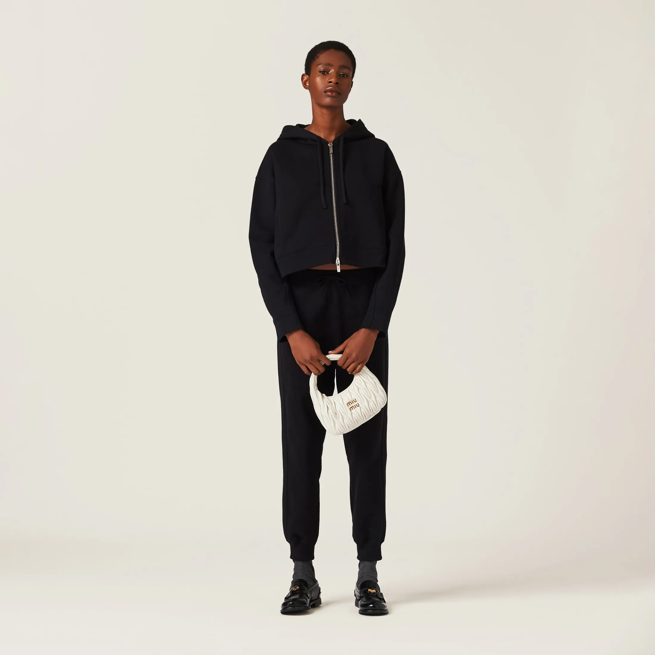 Black Cotton Joggers | Miu Miu