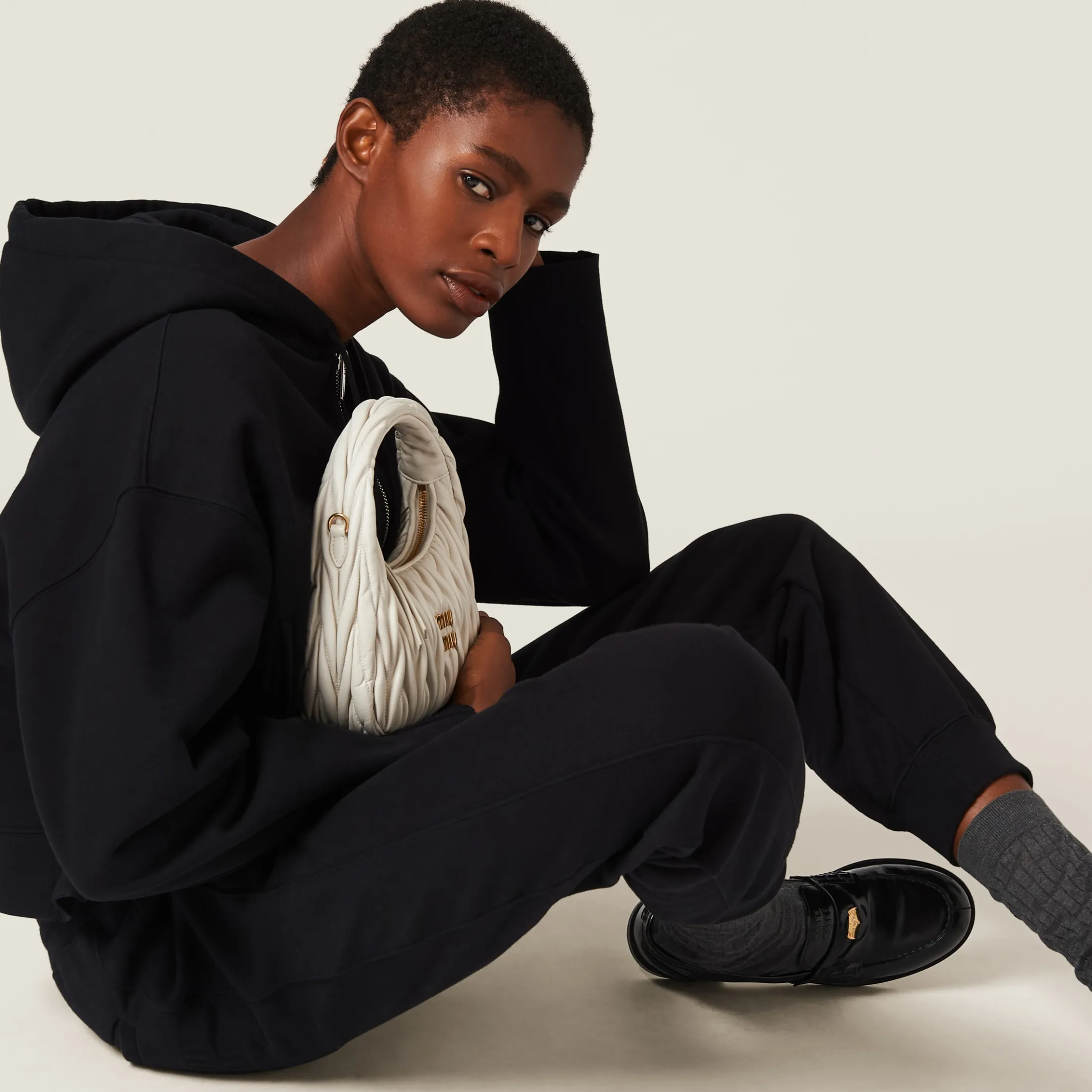 Black Cotton Joggers | Miu Miu