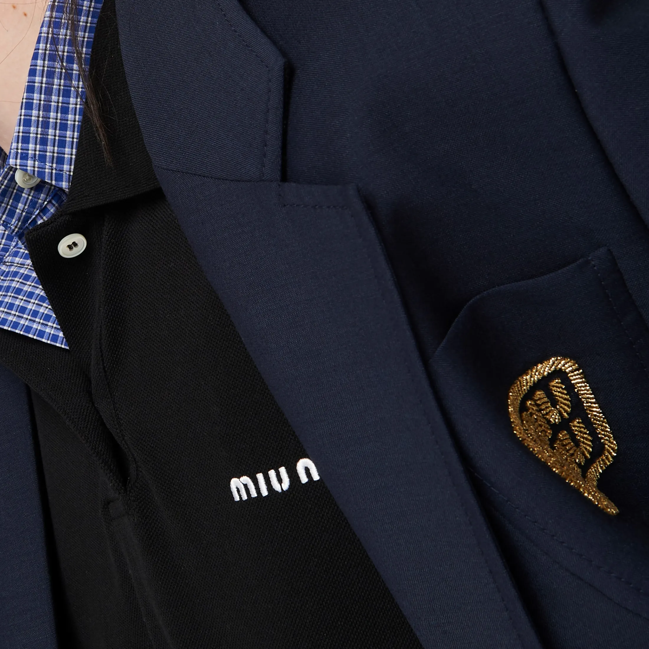Black Cotton Piqué Polo Shirt | Miu Miu