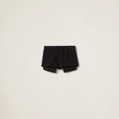 Black Cotton Shorts | Miu Miu