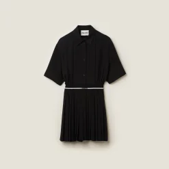 Black Crepe De Chine Mini-dress | Miu Miu