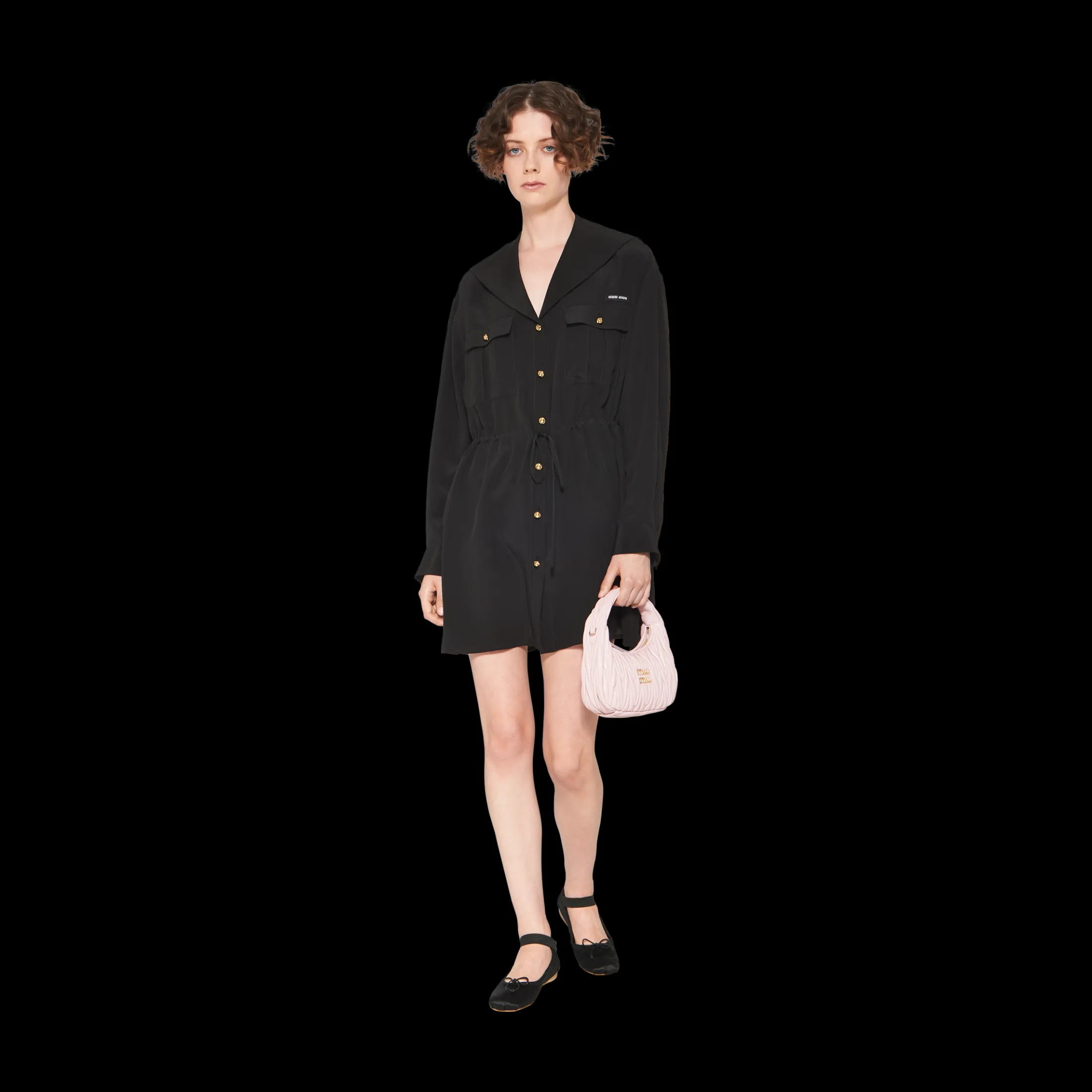 Black Crepe De Chine Mini-dress | Miu Miu