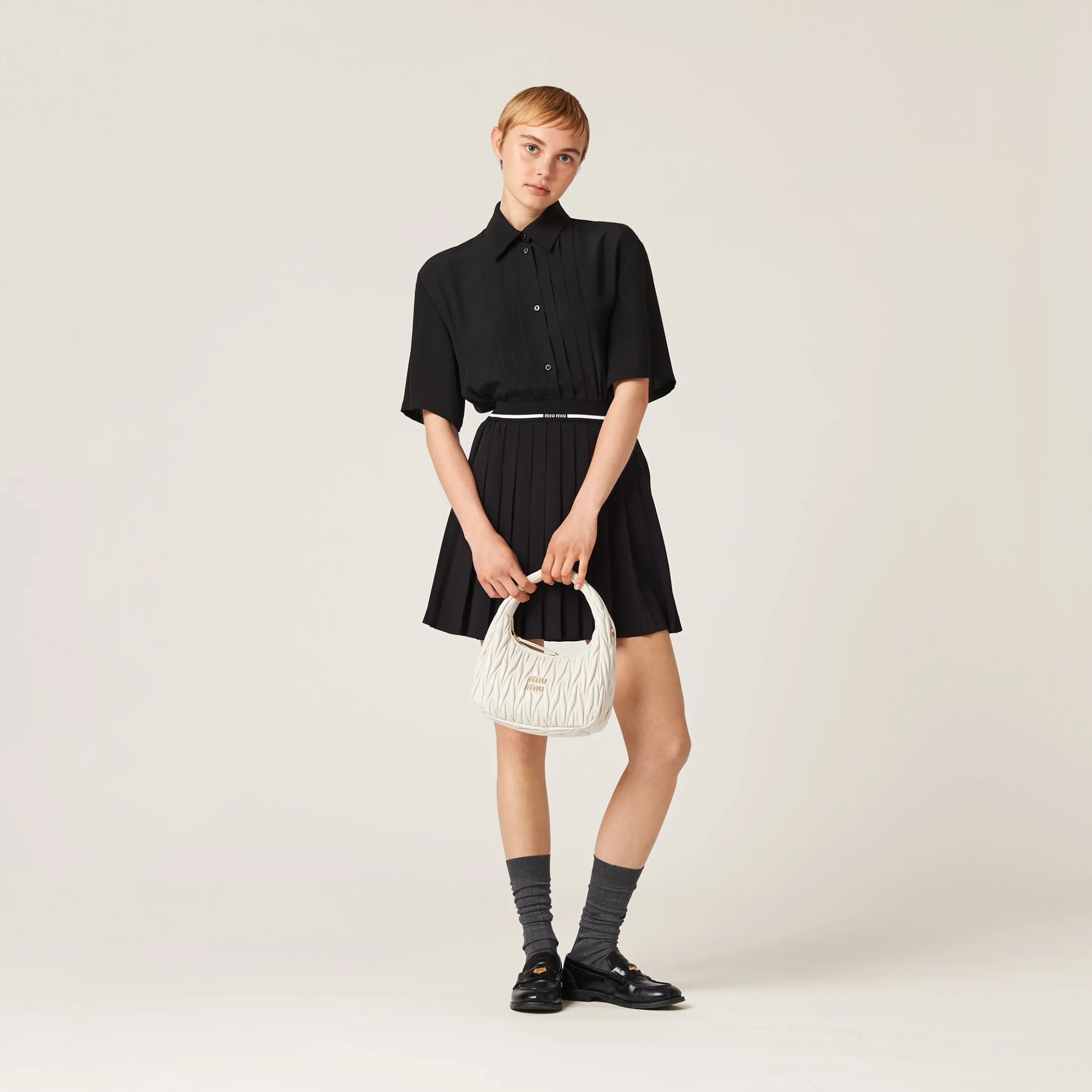 Black Crepe De Chine Mini-dress | Miu Miu