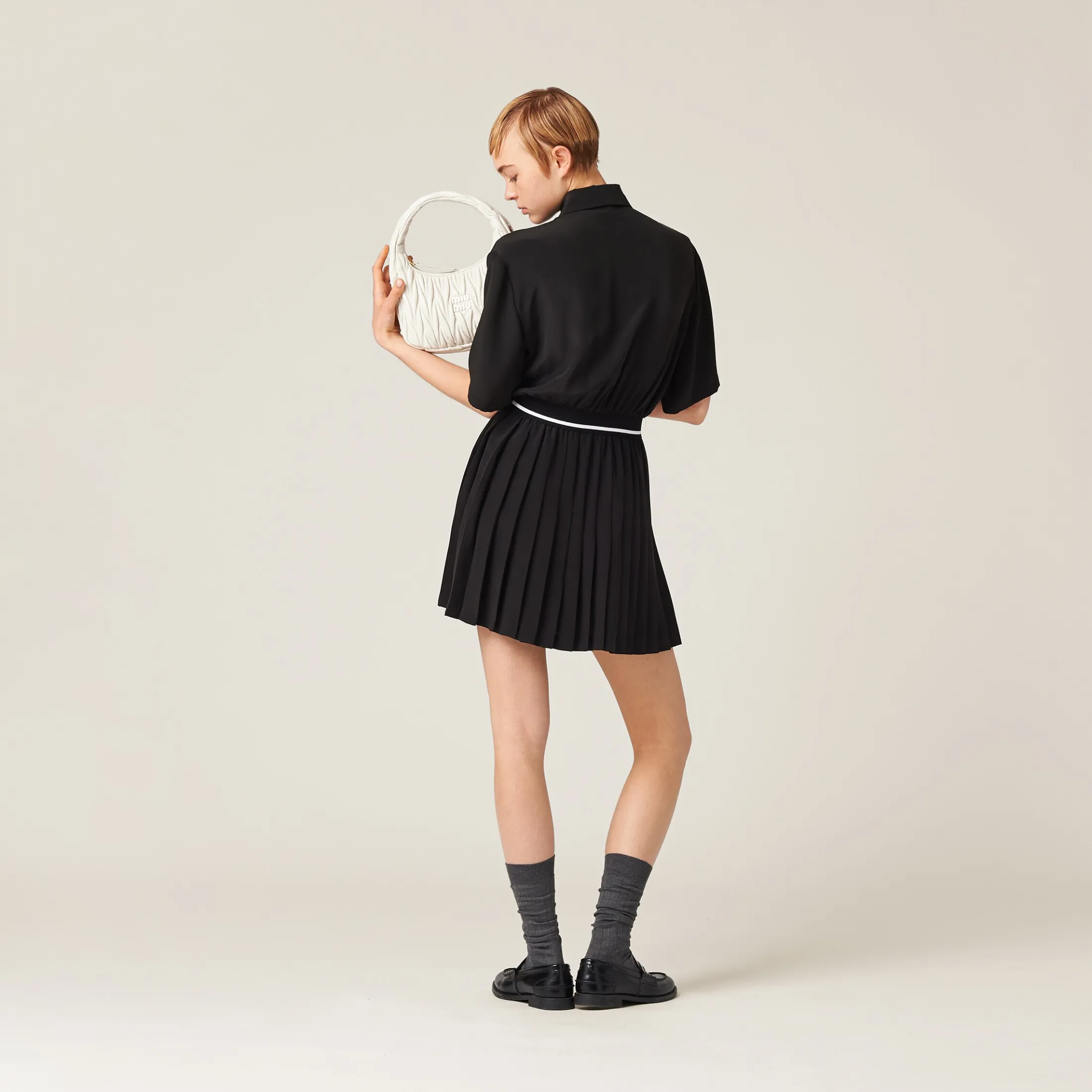 Black Crepe De Chine Mini-dress | Miu Miu