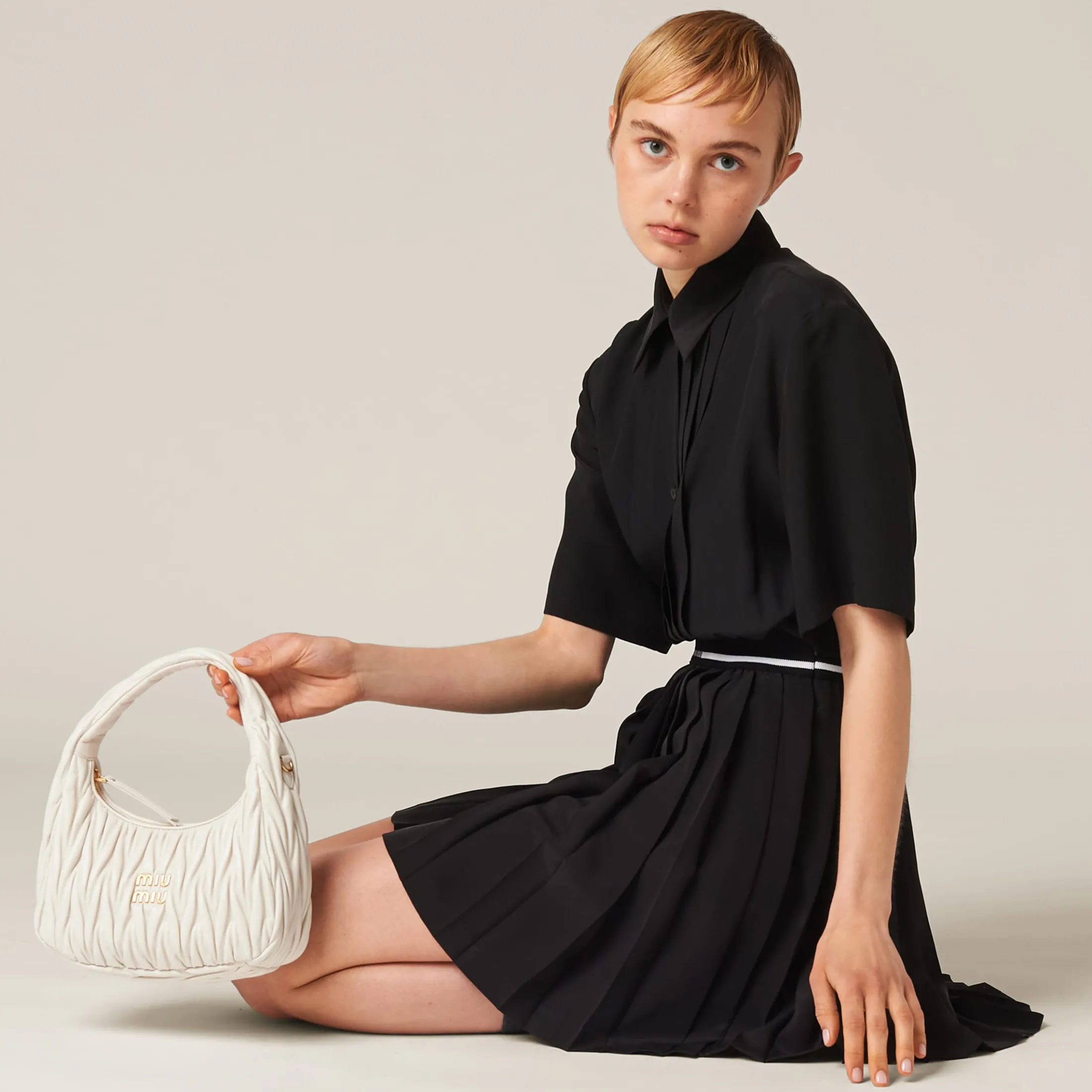 Black Crepe De Chine Mini-dress | Miu Miu