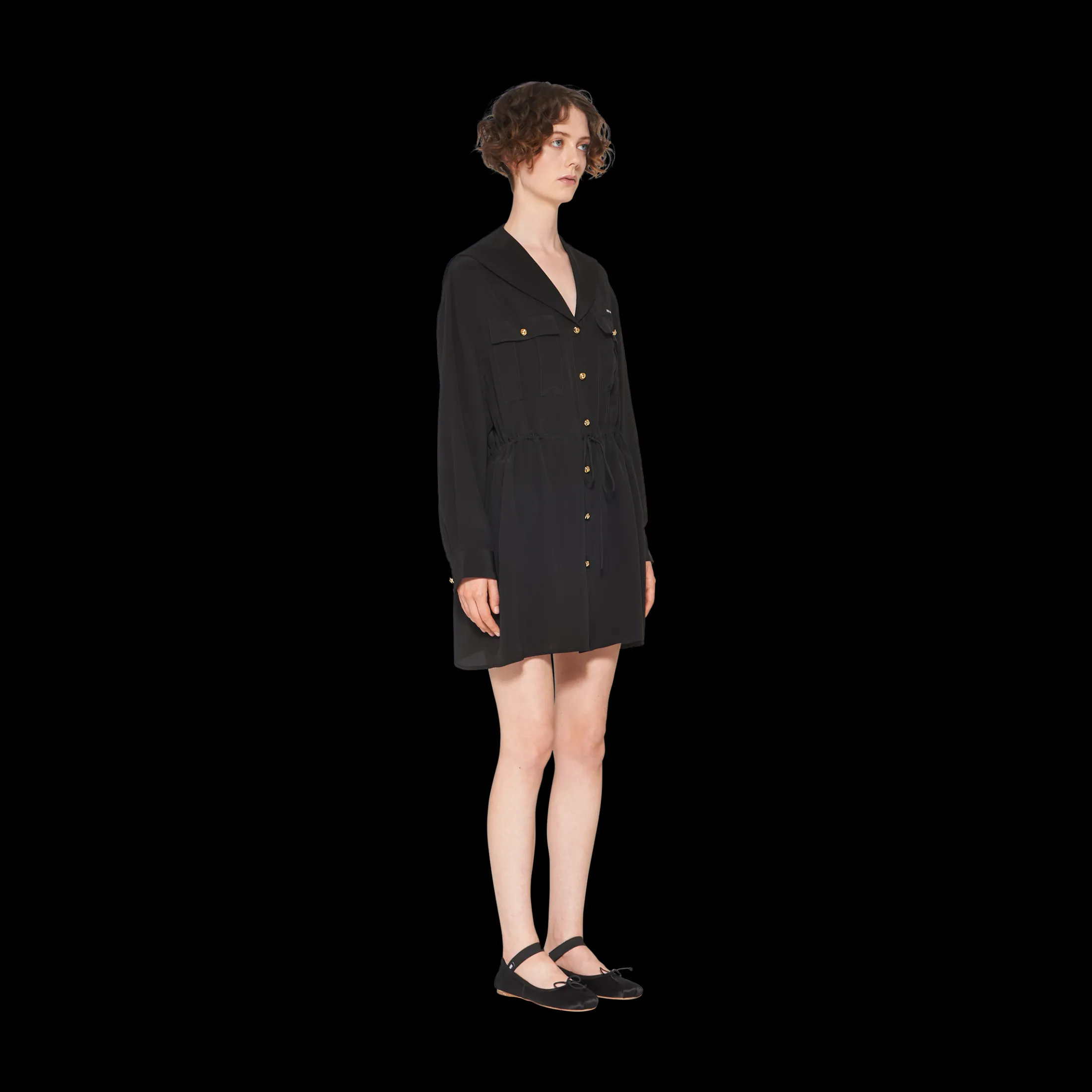 Black Crepe De Chine Mini-dress | Miu Miu