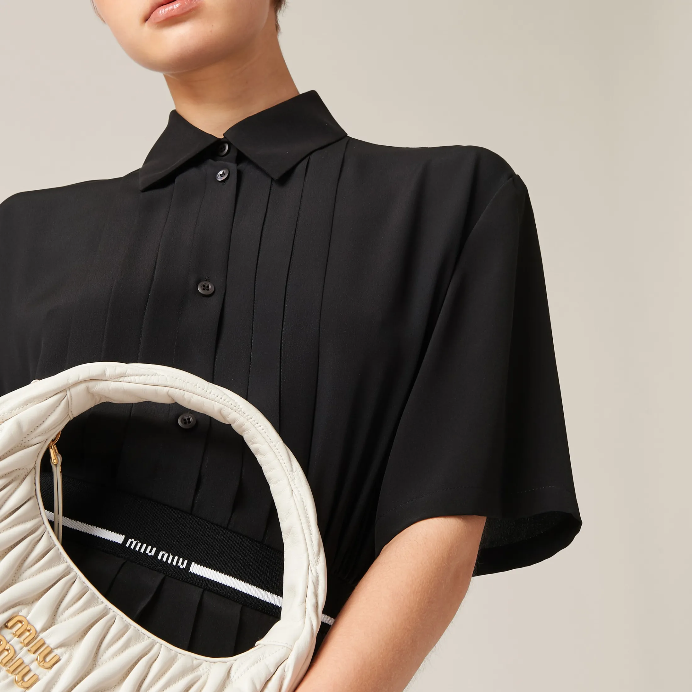 Black Crepe De Chine Mini-dress | Miu Miu