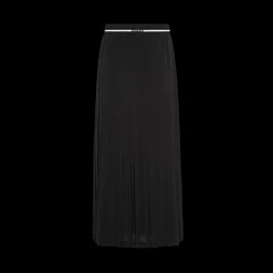 Black Crepe De Chine Pleated Midi Skirt | Miu Miu
