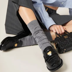 Black Croco-print Leather Penny Loafers | Miu Miu