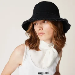 Black Denim Bucket Hat | Miu Miu