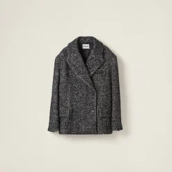 Black Double-breasted Chevron Jacket | Miu Miu