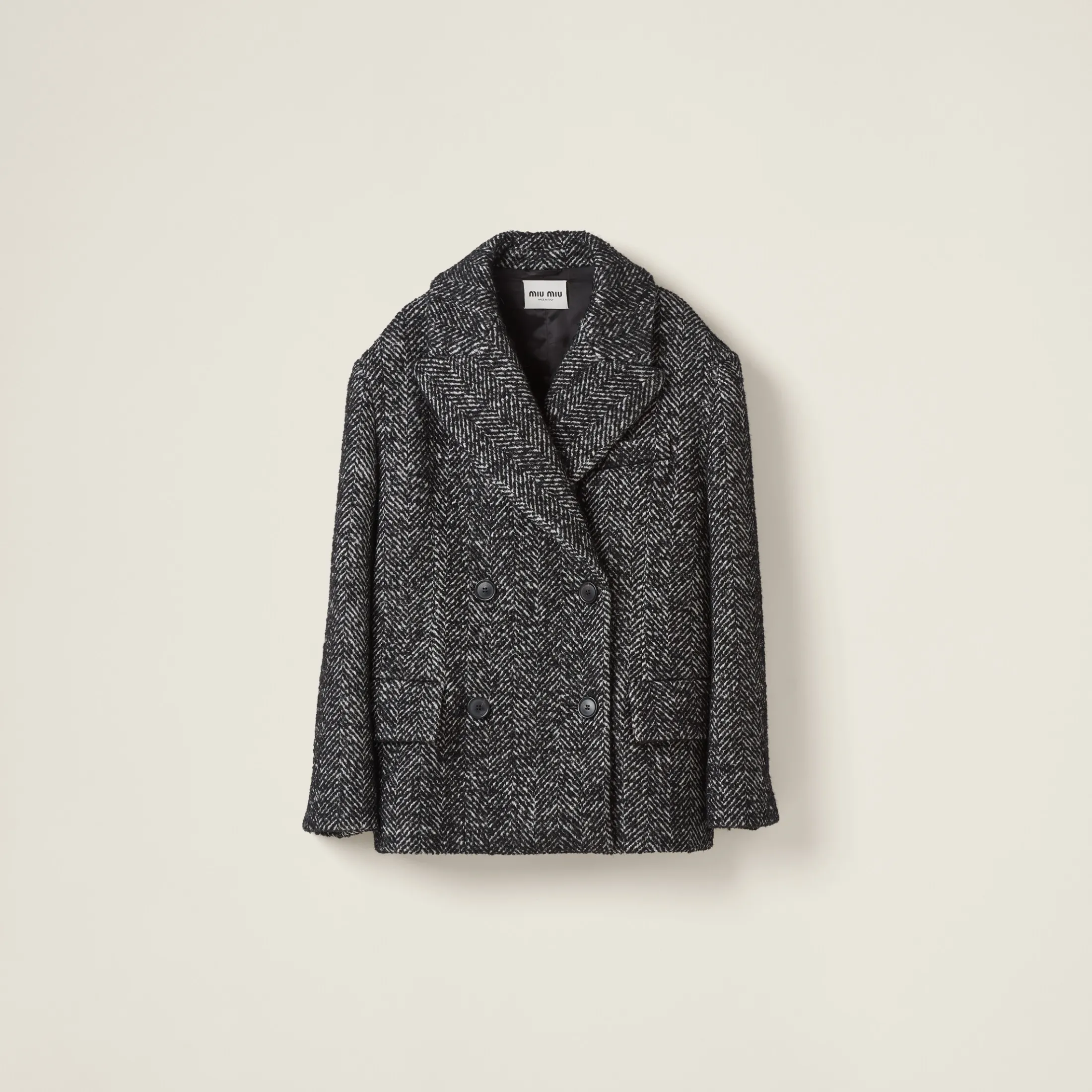 Black Double-breasted Chevron Jacket | Miu Miu