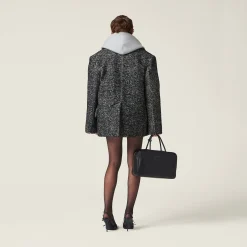 Black Double-breasted Chevron Jacket | Miu Miu