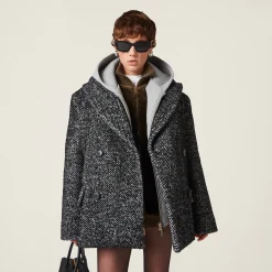 Black Double-breasted Chevron Jacket | Miu Miu