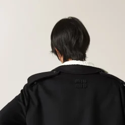 Black Double-breasted Velour Coat | Miu Miu