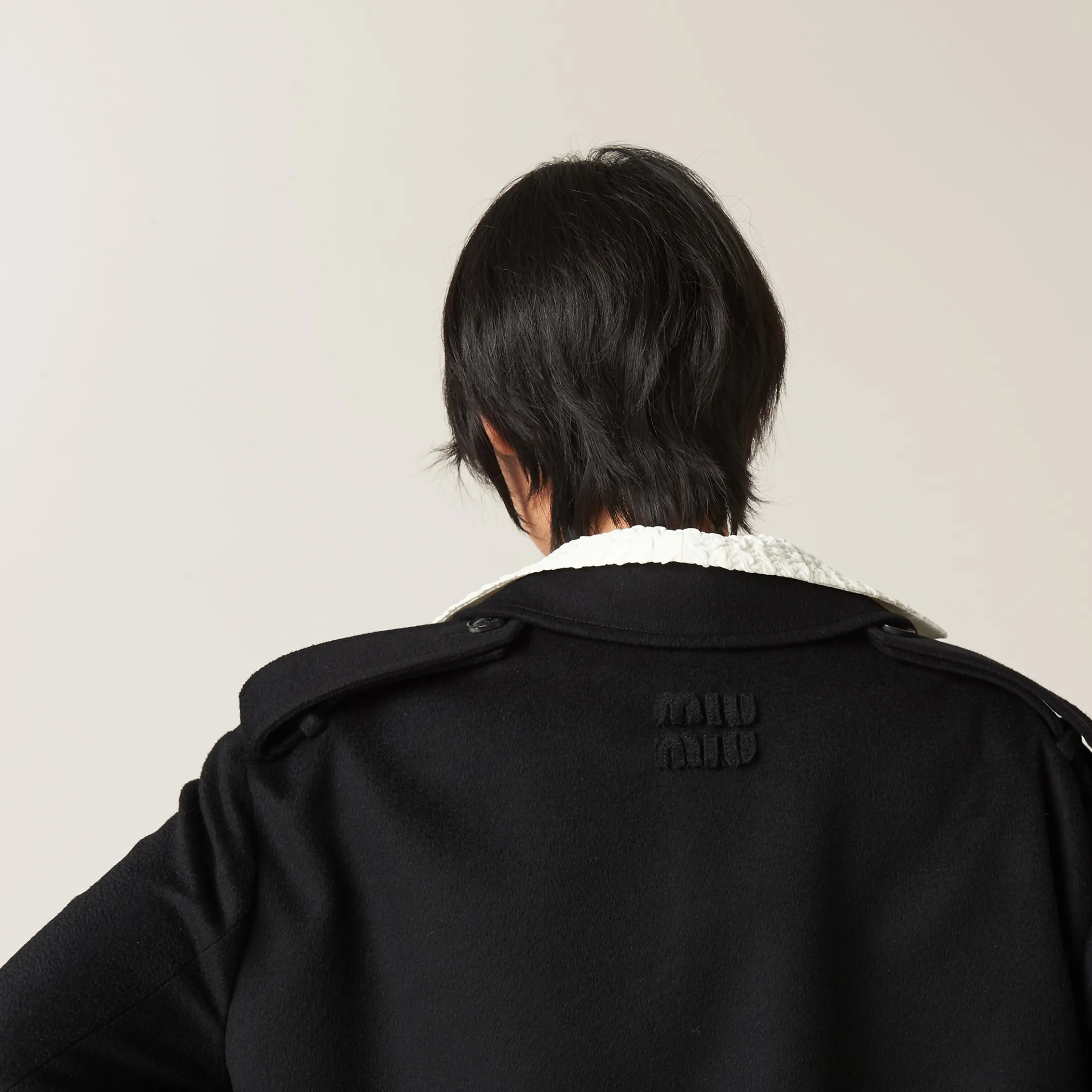Black Double-breasted Velour Coat | Miu Miu