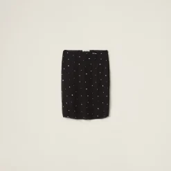 Black Embroidered Chiffon Skirt | Miu Miu