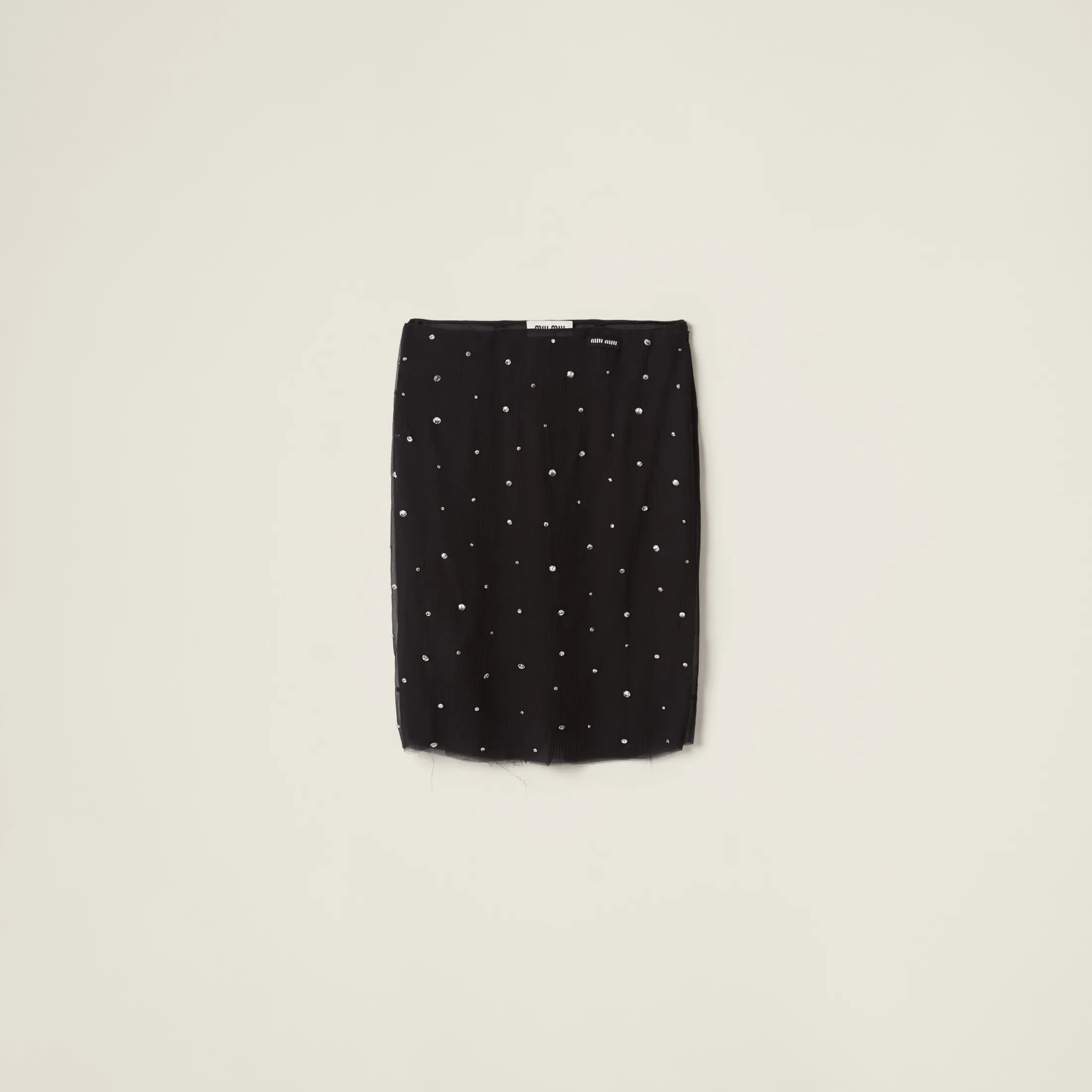 Black Embroidered Chiffon Skirt | Miu Miu