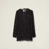 Black Embroidered Chiffon Dress | Miu Miu