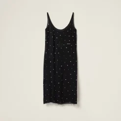 Black Embroidered Chiffon Dress | Miu Miu