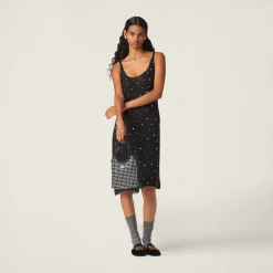 Black Embroidered Chiffon Dress | Miu Miu