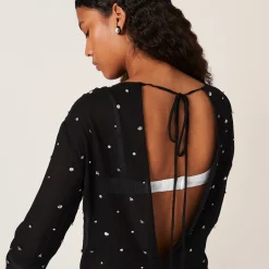 Black Embroidered Chiffon Dress | Miu Miu