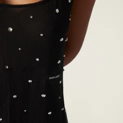 Black Embroidered Chiffon Dress | Miu Miu