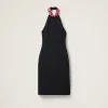 Black Embroidered Grain De Poudre Dress | Miu Miu