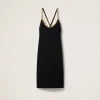 Black Embroidered Grain De Poudre Dress | Miu Miu