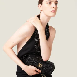 Black Embroidered Grain De Poudre Mini-dress | Miu Miu