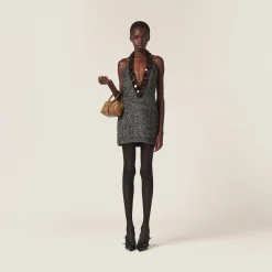 Black Embroidered Herringbone Mini-dress | Miu Miu