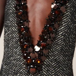 Black Embroidered Herringbone Mini-dress | Miu Miu