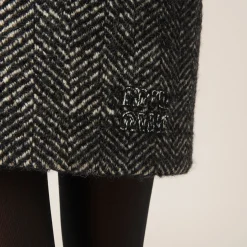 Black Embroidered Herringbone Mini-dress | Miu Miu