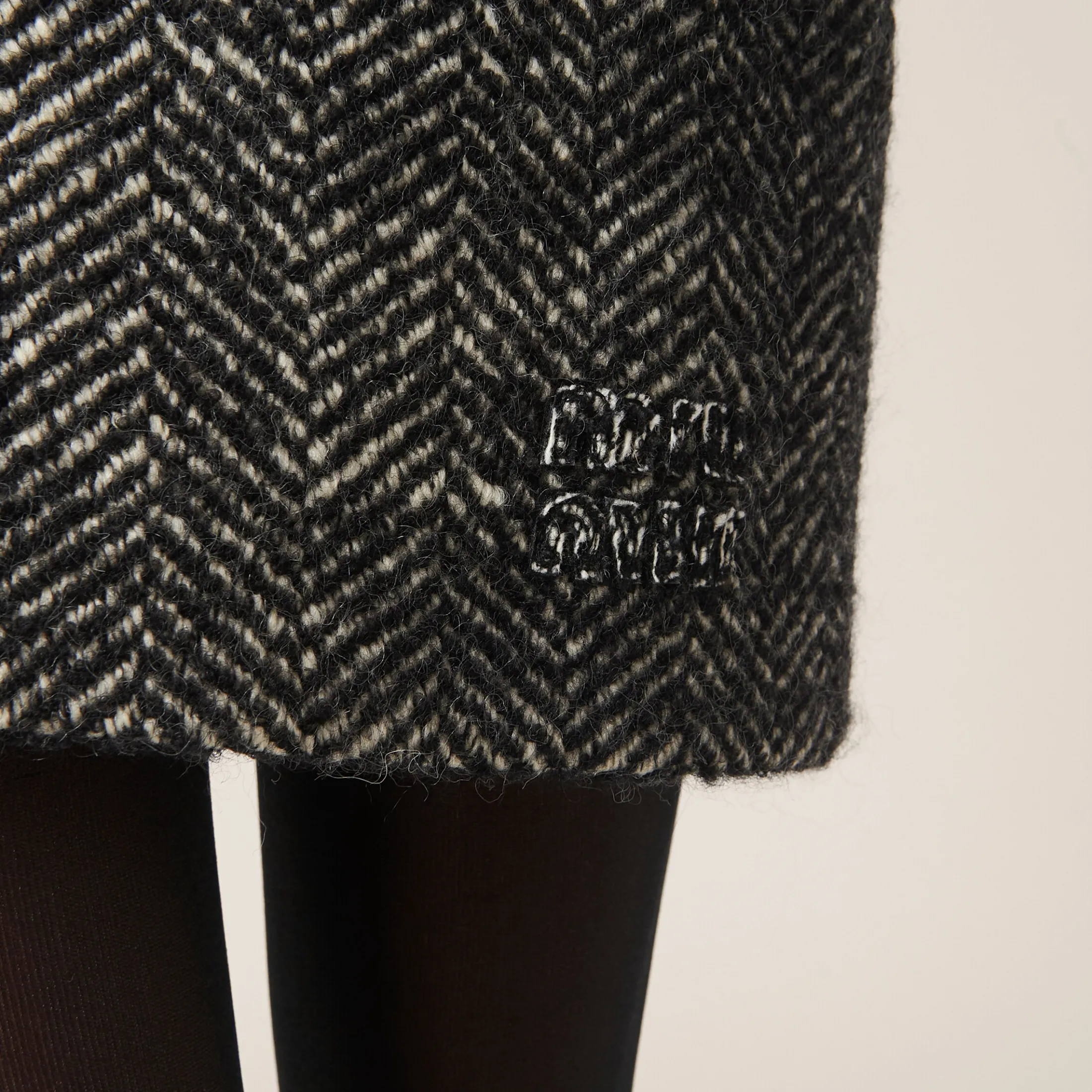 Black Embroidered Herringbone Mini-dress | Miu Miu