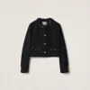 Black Embroidered Single-breasted Grain De Poudre Jacket | Miu Miu