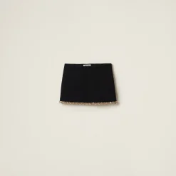 Black Embroidered Tweed Miniskirt | Miu Miu