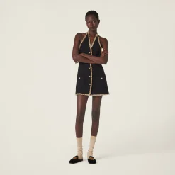 Black Embroidered Tweed Mini-dress | Miu Miu