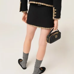 Black Embroidered Tweed Miniskirt | Miu Miu