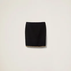 Black Embroidered Tweed Skirt | Miu Miu
